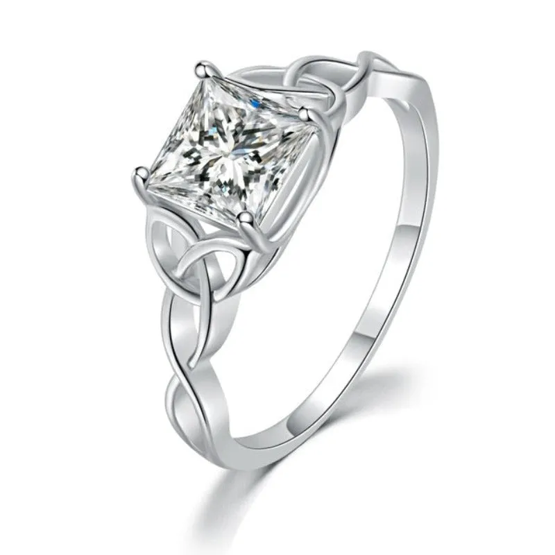 White Gemstone Engagement Ring For Women Zircon Jewelry