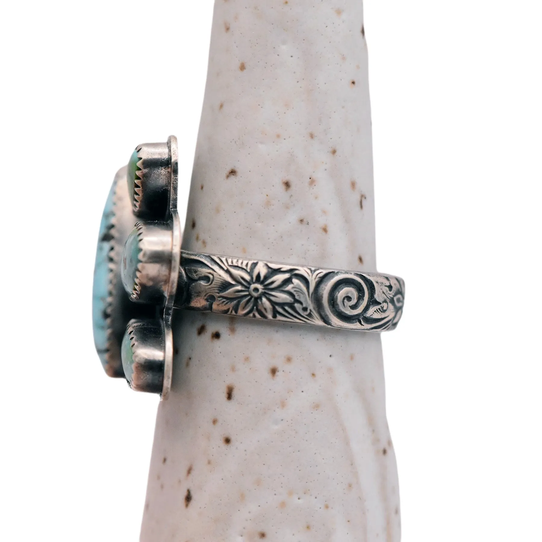White Water & Sonoran Gold Turquoise Blooming Ring  / U.S. Size 9