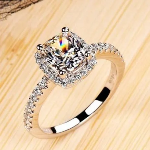 White Zircon Ring For Women 925 Sterling Silver Wedding Jewellery