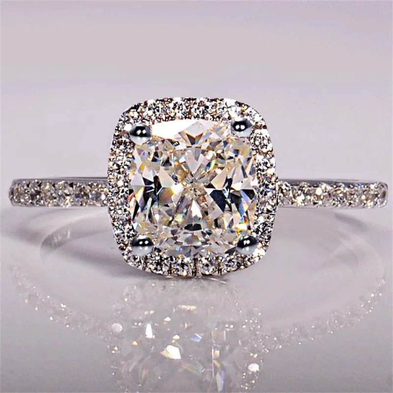 White Zircon Ring For Women 925 Sterling Silver Wedding Jewellery