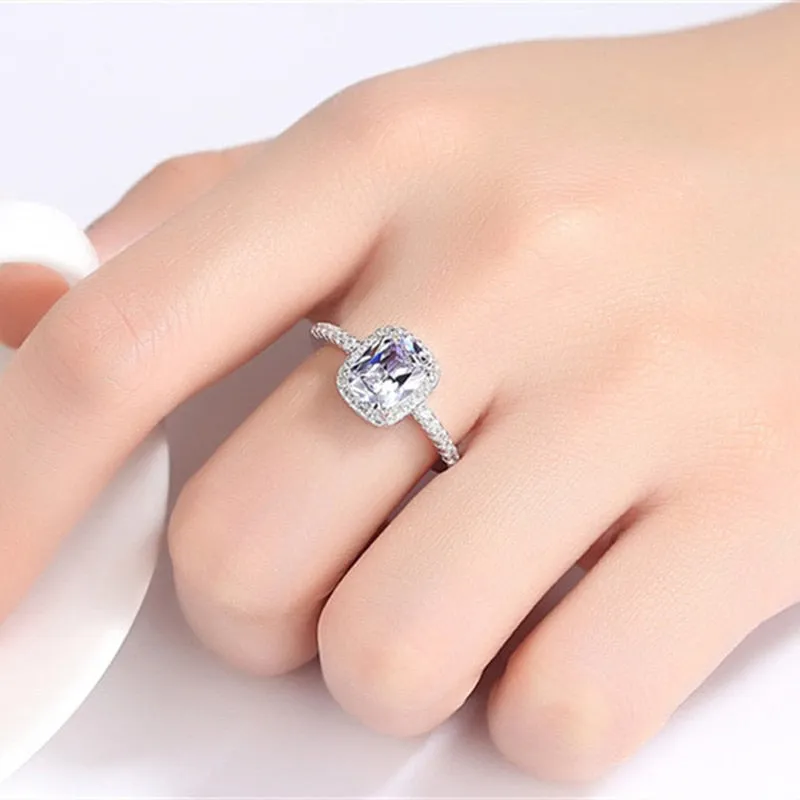 White Zircon Ring For Women 925 Sterling Silver Wedding Jewellery