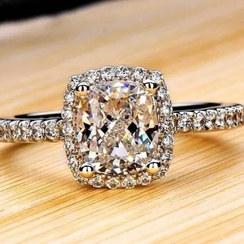 White Zircon Ring For Women 925 Sterling Silver Wedding Jewellery