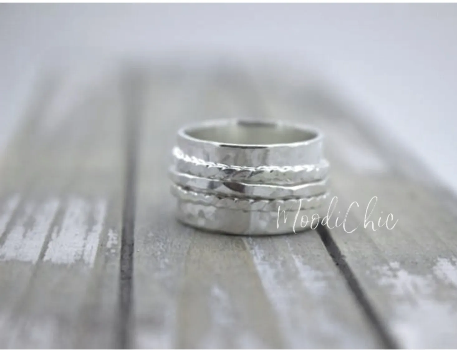 Womans Silver spinner ring - fiddle anxiety ring - gift for her - wide band spinner ring - jewelry sale -silver spinner ring