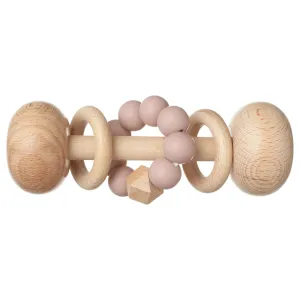 Wooden Rattle with Blush Silicone Beads