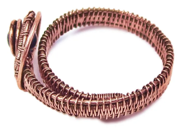 Woven Adjustable Copper Ring with Custom Gemstone