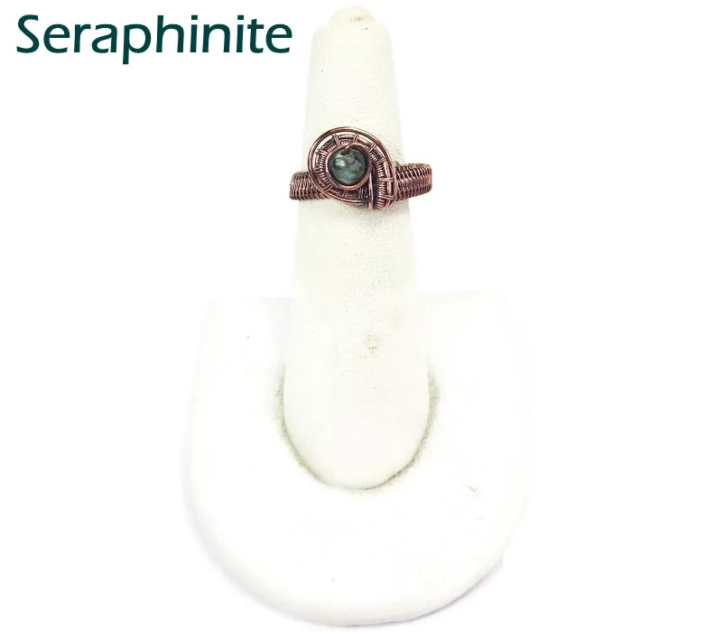 Woven Adjustable Copper Ring with Custom Gemstone