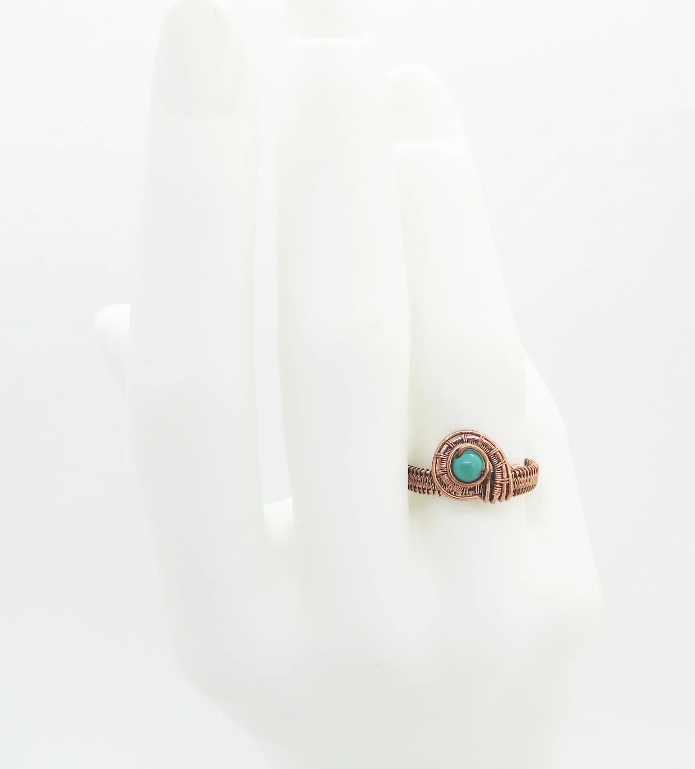 Woven Adjustable Copper Ring with Custom Gemstone