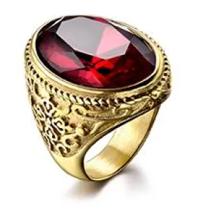 XIAGAO Cool Punk Real 316L stainless steel Red Ring Men's big red Crystal red stones Finger Rings for man Gothic Casting Ring