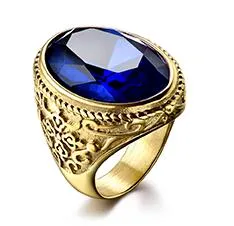 XIAGAO Cool Punk Real 316L stainless steel Red Ring Men's big red Crystal red stones Finger Rings for man Gothic Casting Ring