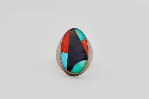 Zuni Long Multi Stone Inlay Ring